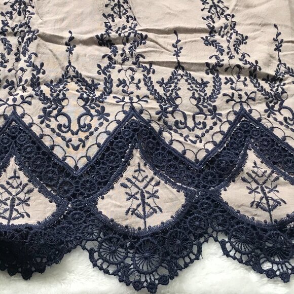 Altar'd State Embroidered Tunic Top Women's Medium 100% Rayon Lace Accents Blue - Picture 4 of 12